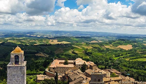 Panoramablick über San Gimignano und der Umgebung